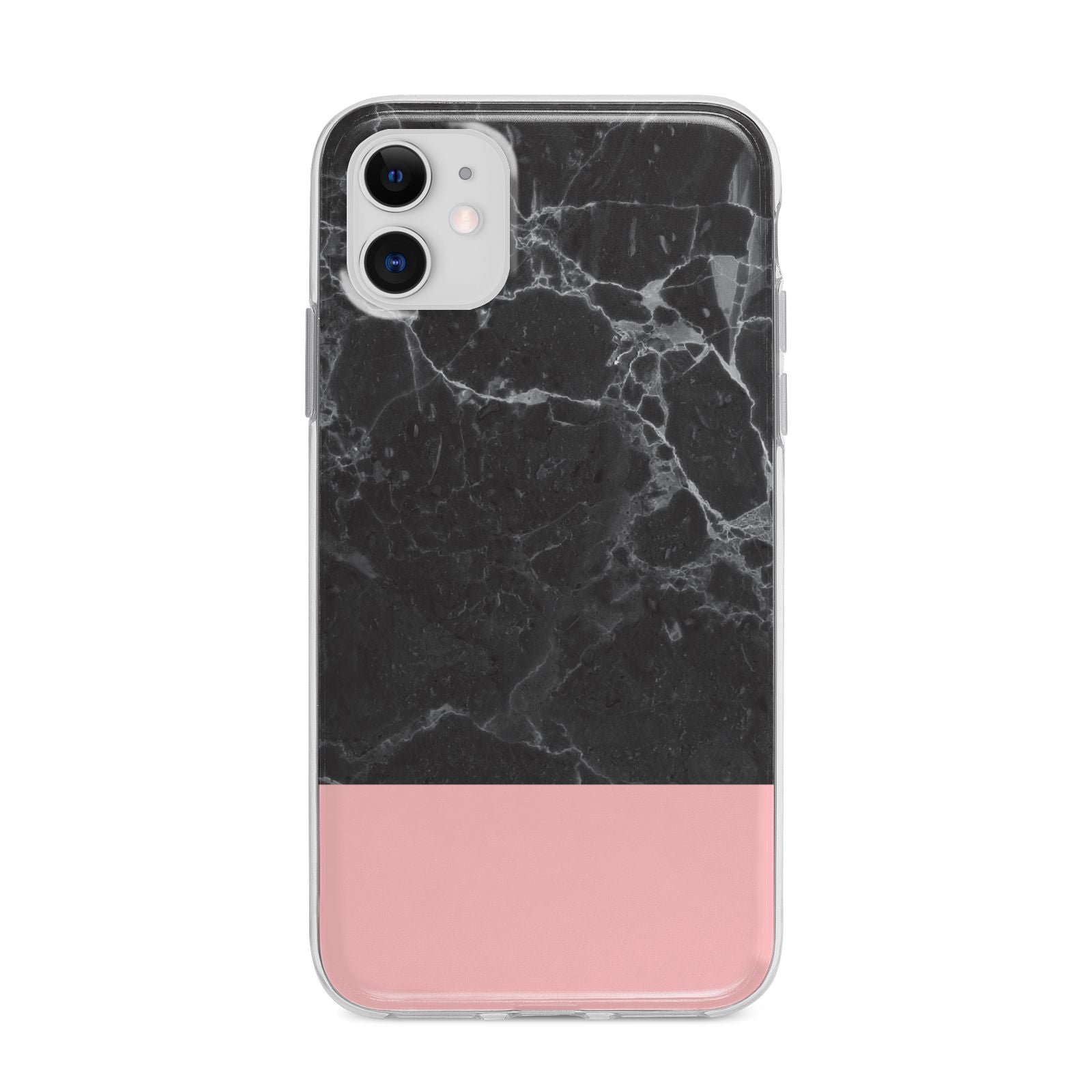 Marble Black Pink Apple iPhone 11 in White with Bumper Case