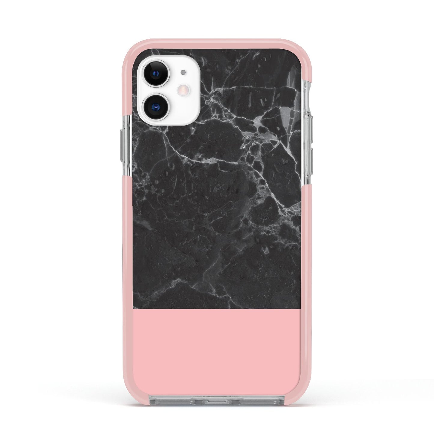 Marble Black Pink Apple iPhone 11 in White with Pink Impact Case