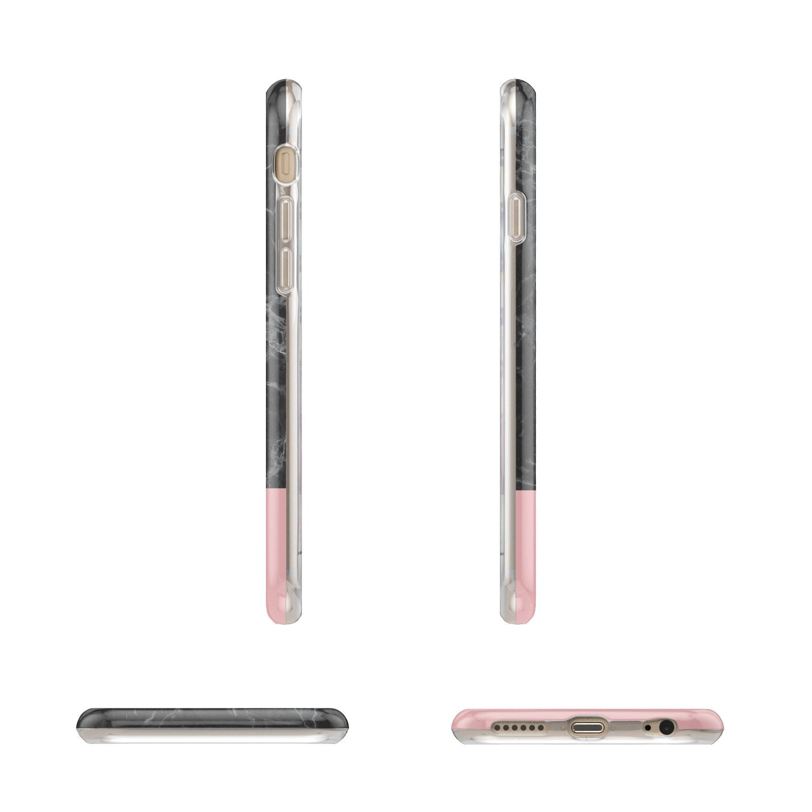 Marble Black Pink Apple iPhone 6 3D Wrap Tough Case Alternative Image Angles