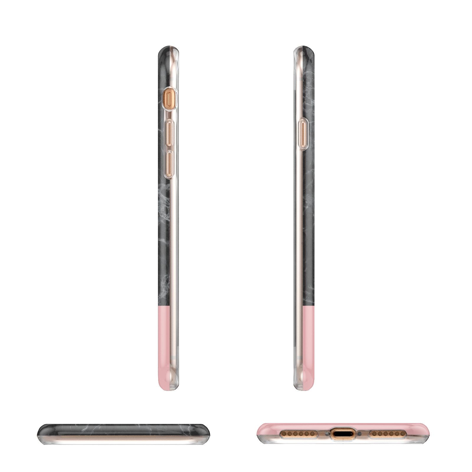 Marble Black Pink Apple iPhone 7 8 3D Wrap Tough Case Alternative Image Angles