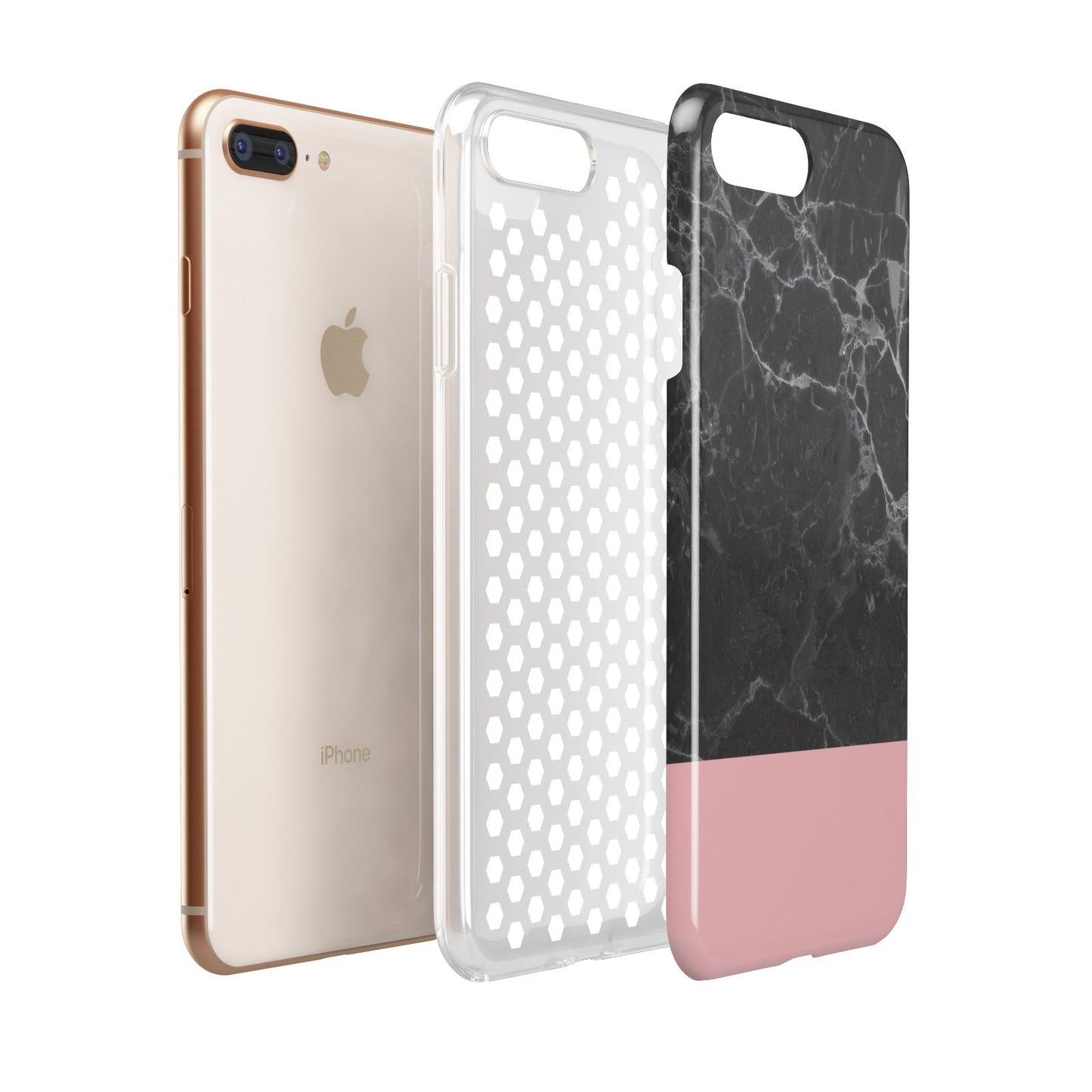 Marble Black Pink Apple iPhone 7 8 Plus 3D Tough Case Expanded View