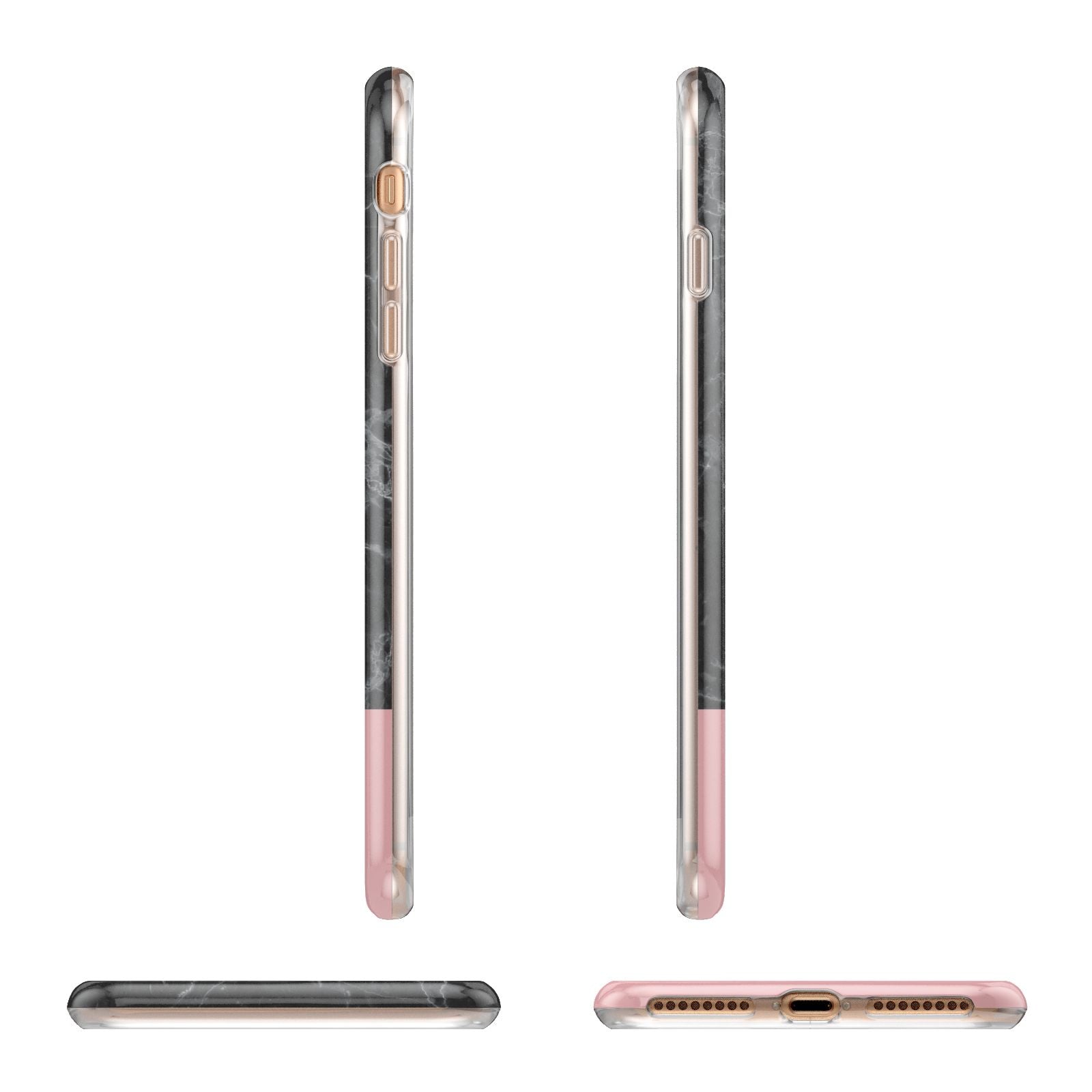Marble Black Pink Apple iPhone 7 8 Plus 3D Wrap Tough Case Alternative Image Angles
