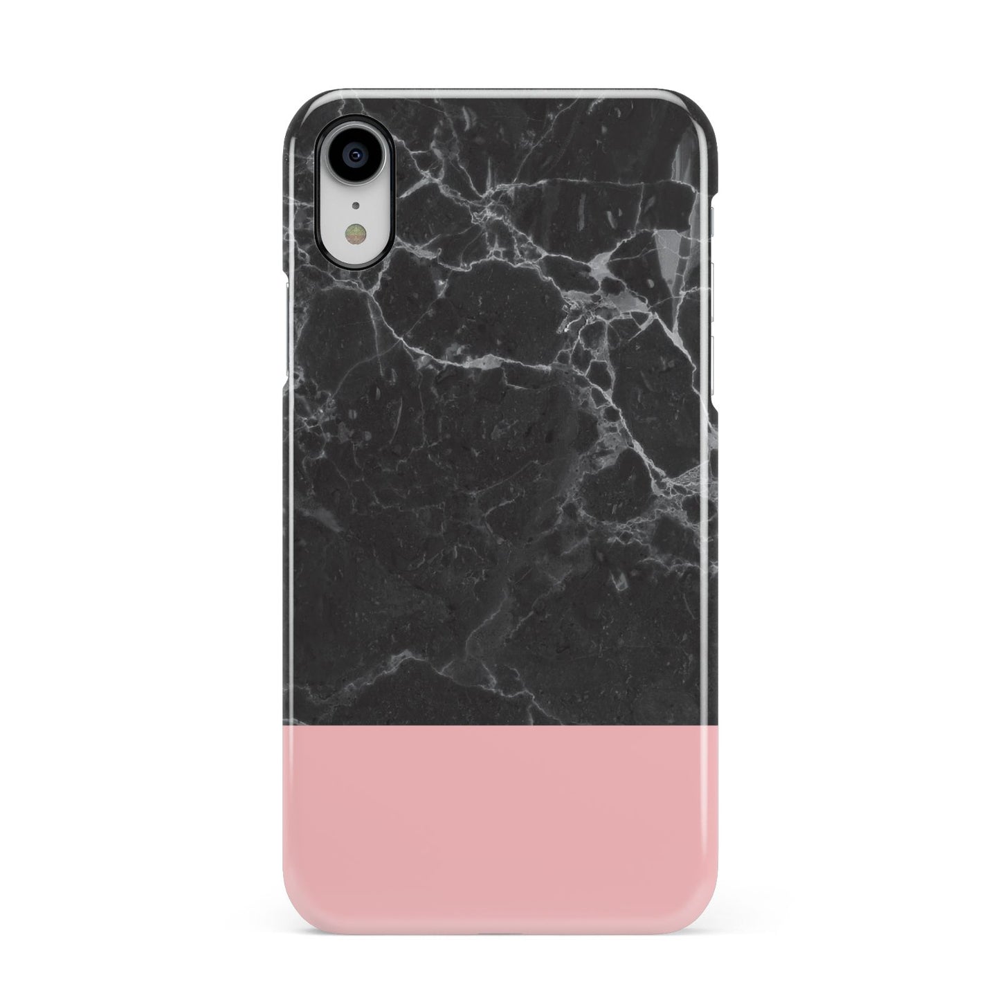 Marble Black Pink Apple iPhone XR White 3D Snap Case