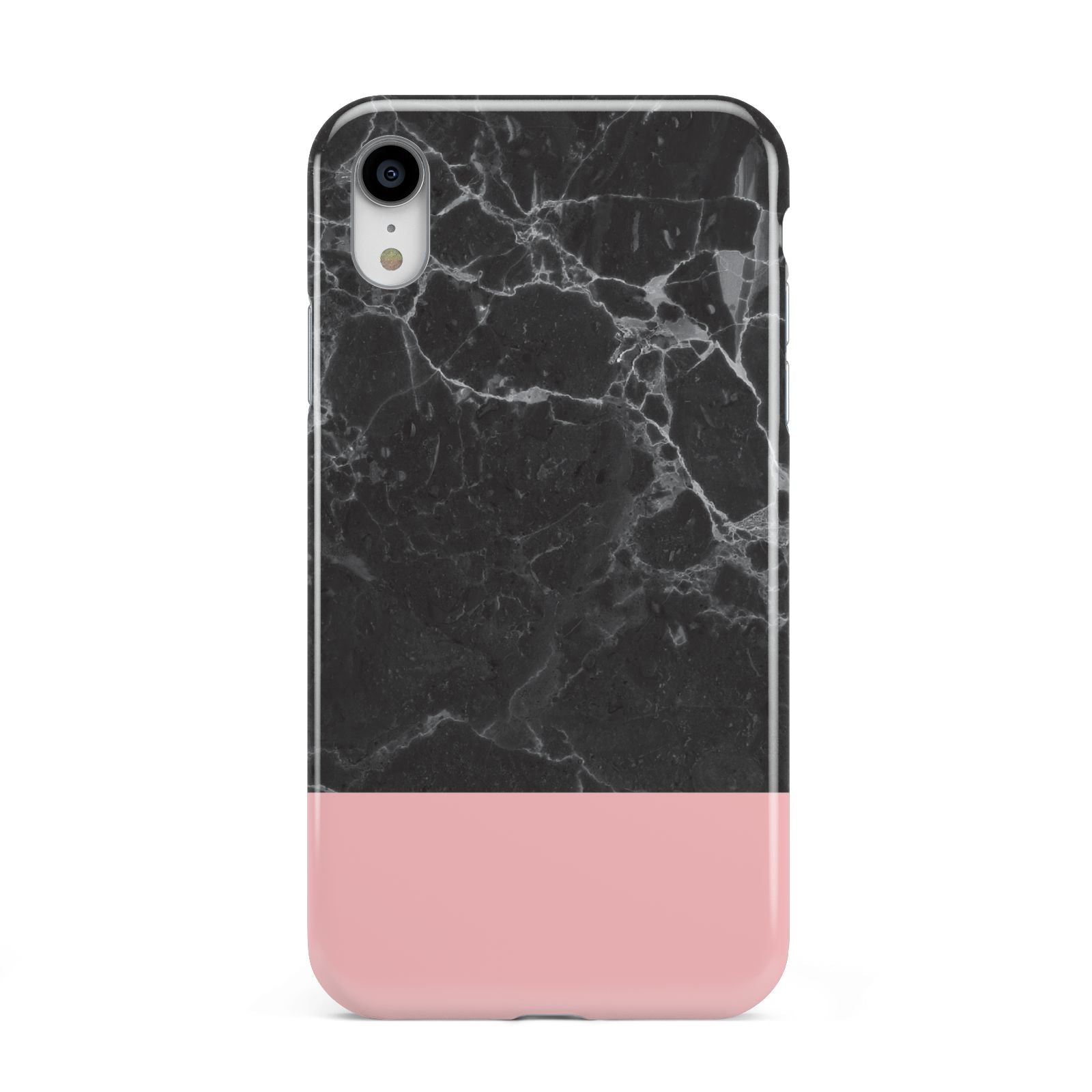 Marble Black Pink Apple iPhone XR White 3D Tough Case