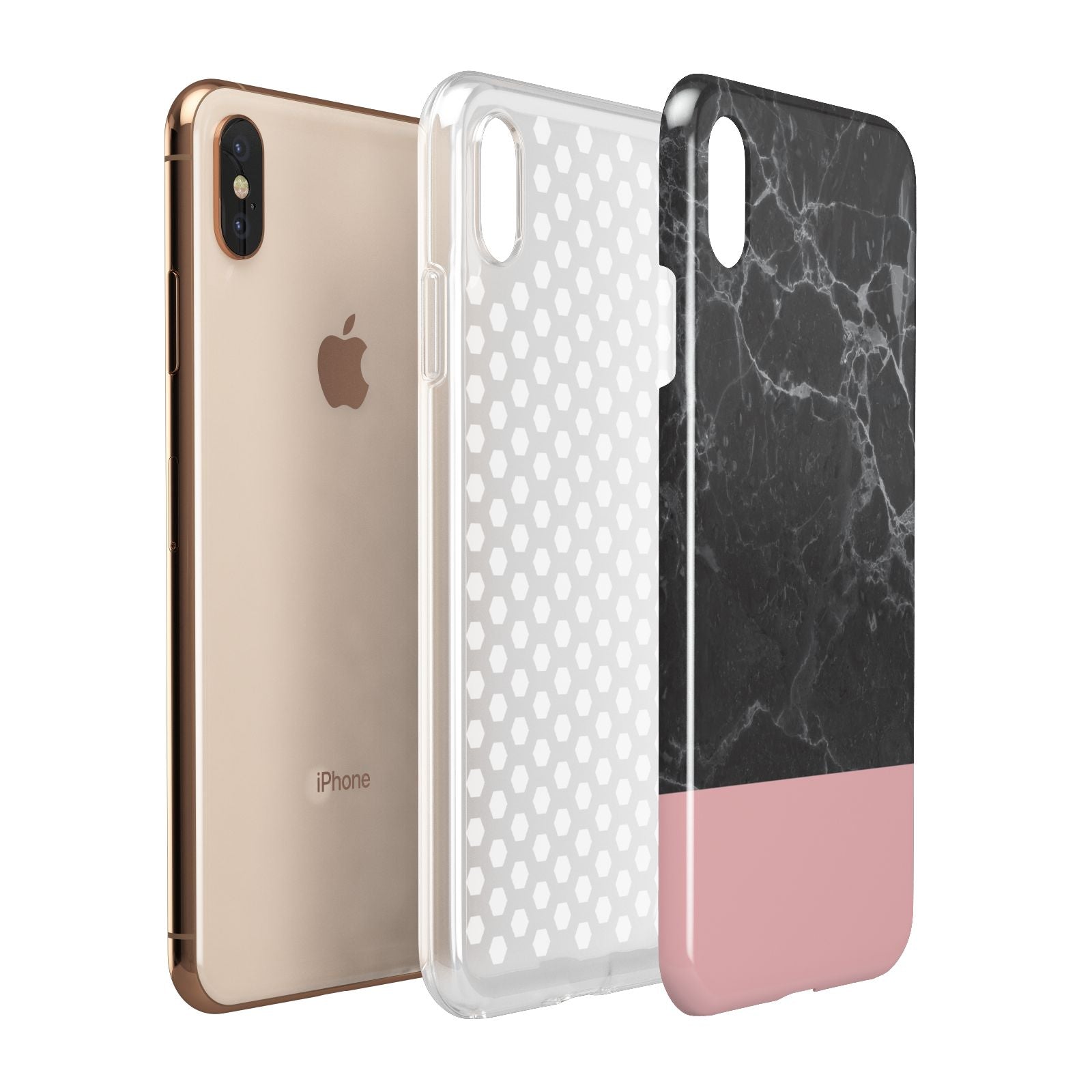Marble Black Pink Apple iPhone Xs Max 3D Tough Case Expanded View