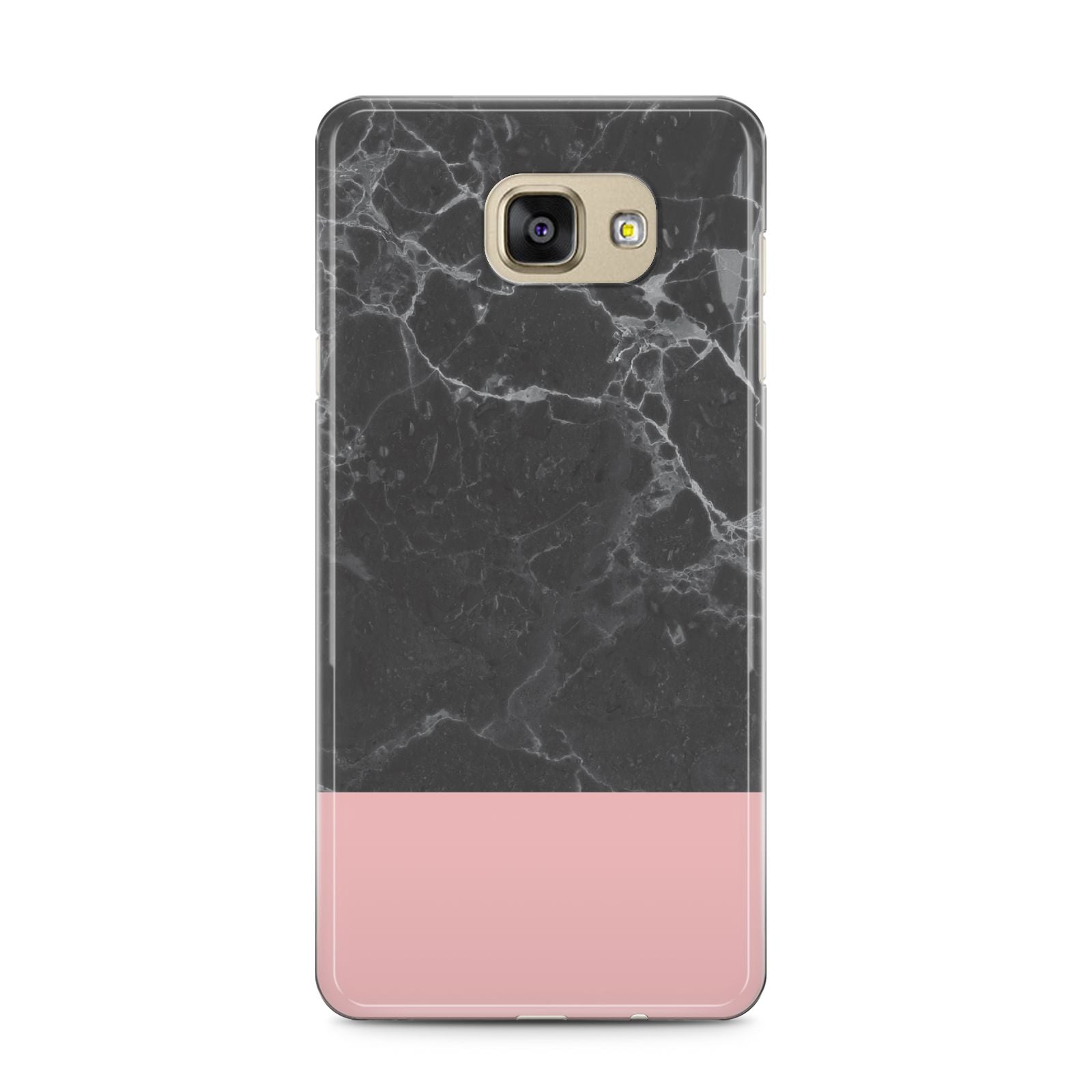 Marble Black Pink Samsung Galaxy A5 2016 Case on gold phone