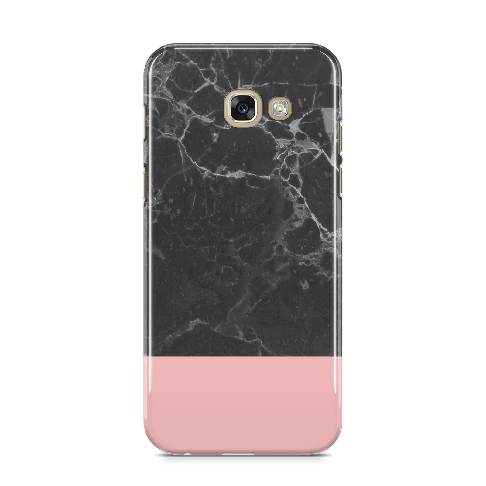 Marble Black Pink Samsung Galaxy A5 2017 Case on gold phone
