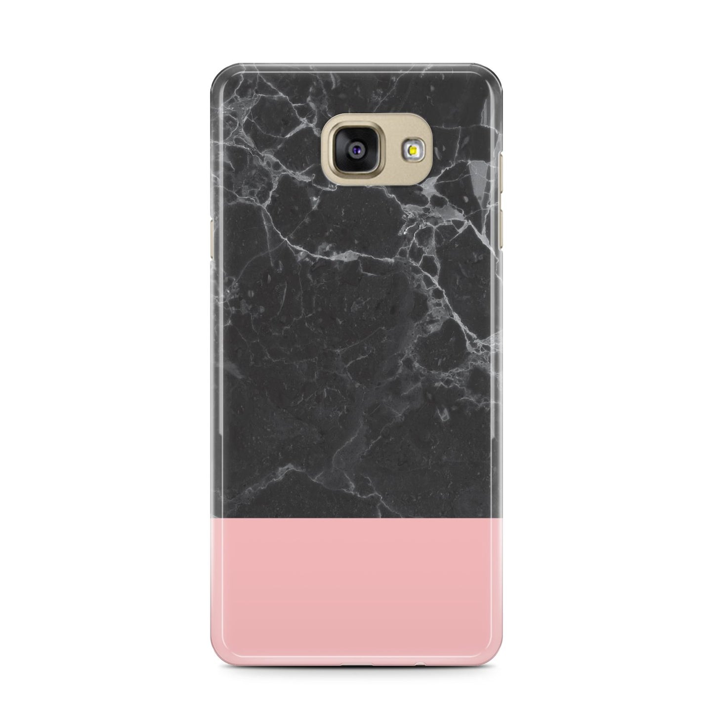Marble Black Pink Samsung Galaxy A7 2016 Case on gold phone