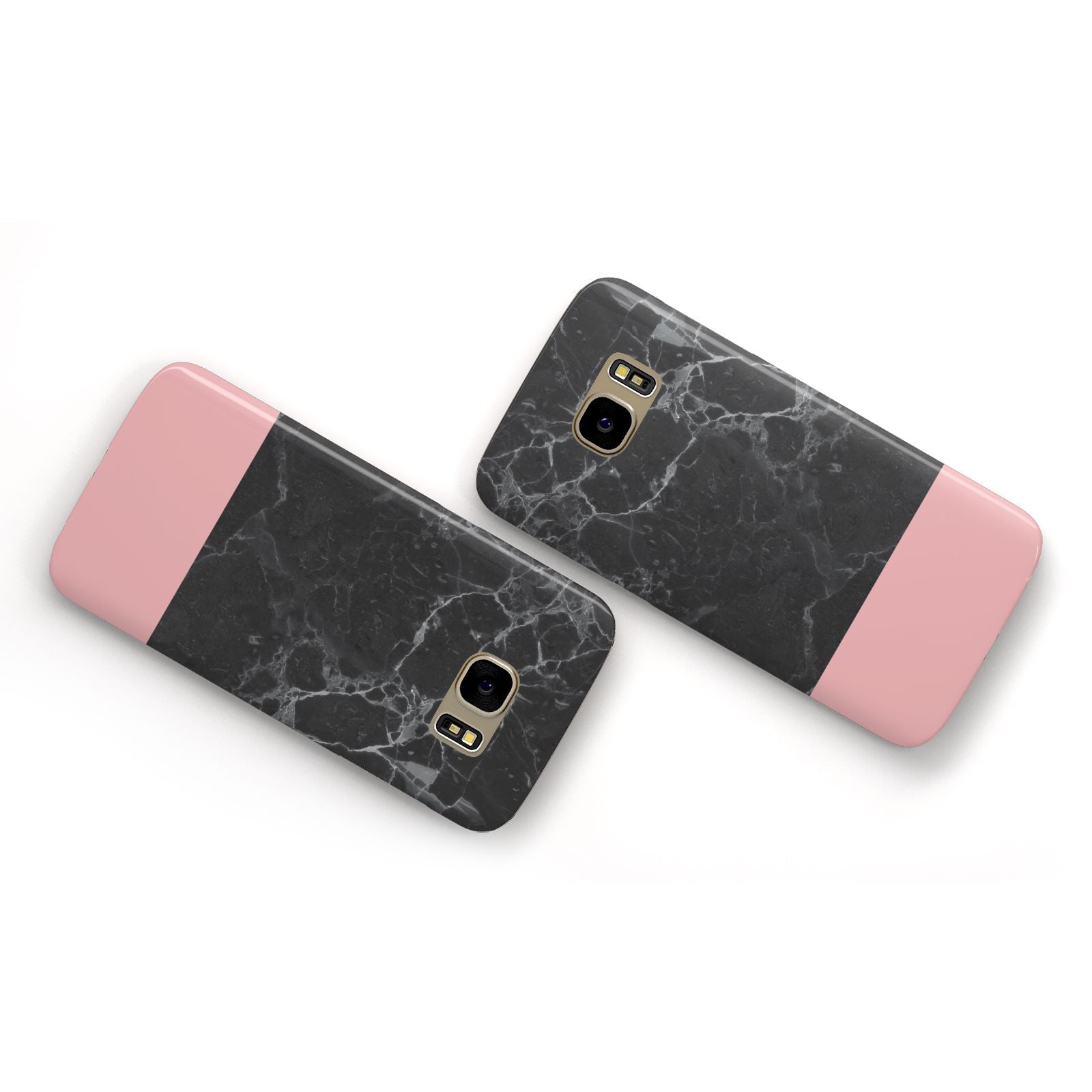 Marble Black Pink Samsung Galaxy Case Flat Overview