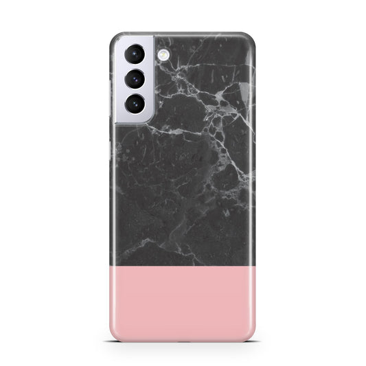 Marble Black Pink Samsung S21 Plus Phone Case