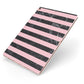 Marble Black Pink Striped Apple iPad Case on Rose Gold iPad Side View