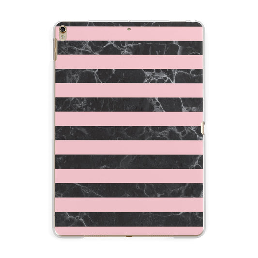 Marble Black Pink Striped Apple iPad Gold Case