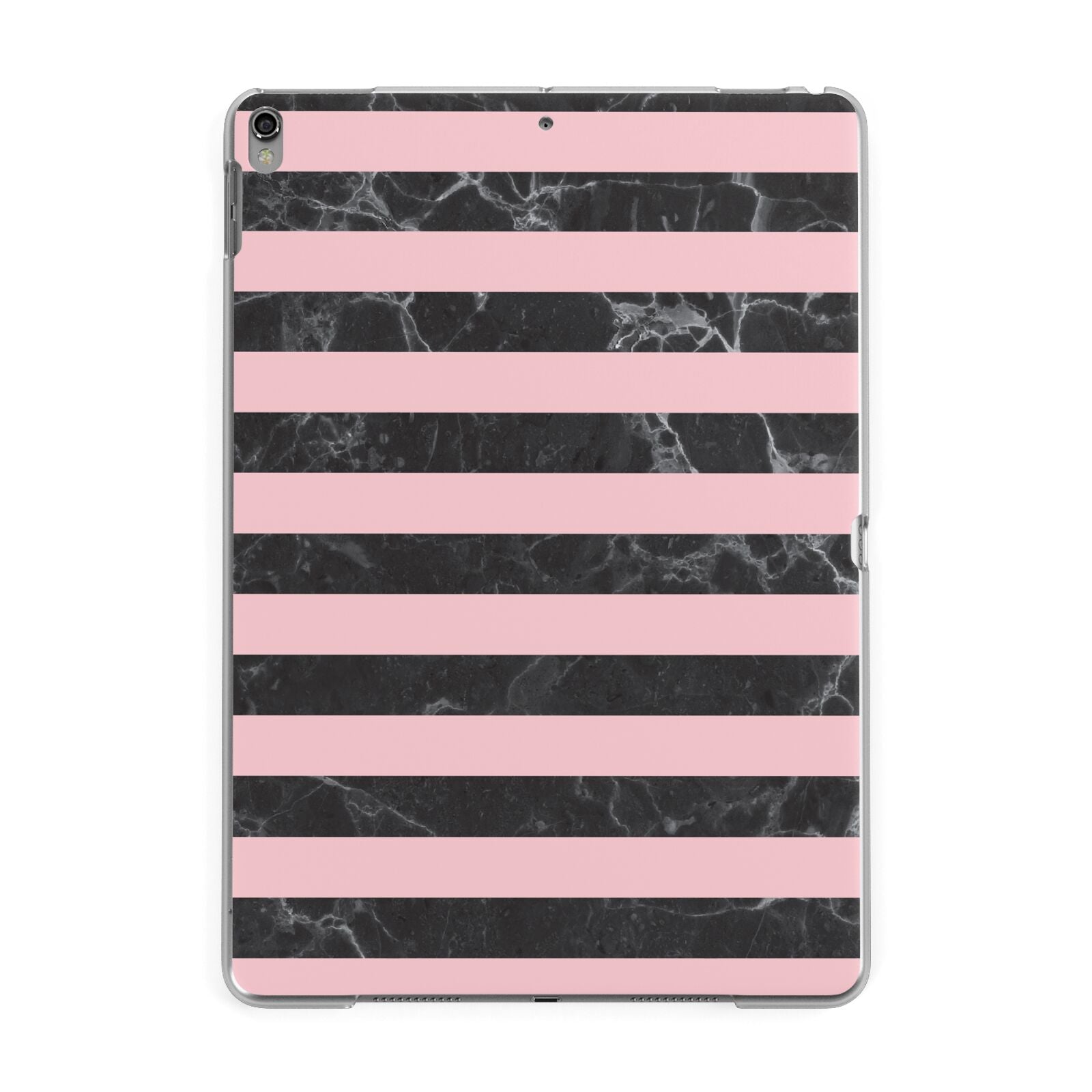 Marble Black Pink Striped Apple iPad Grey Case