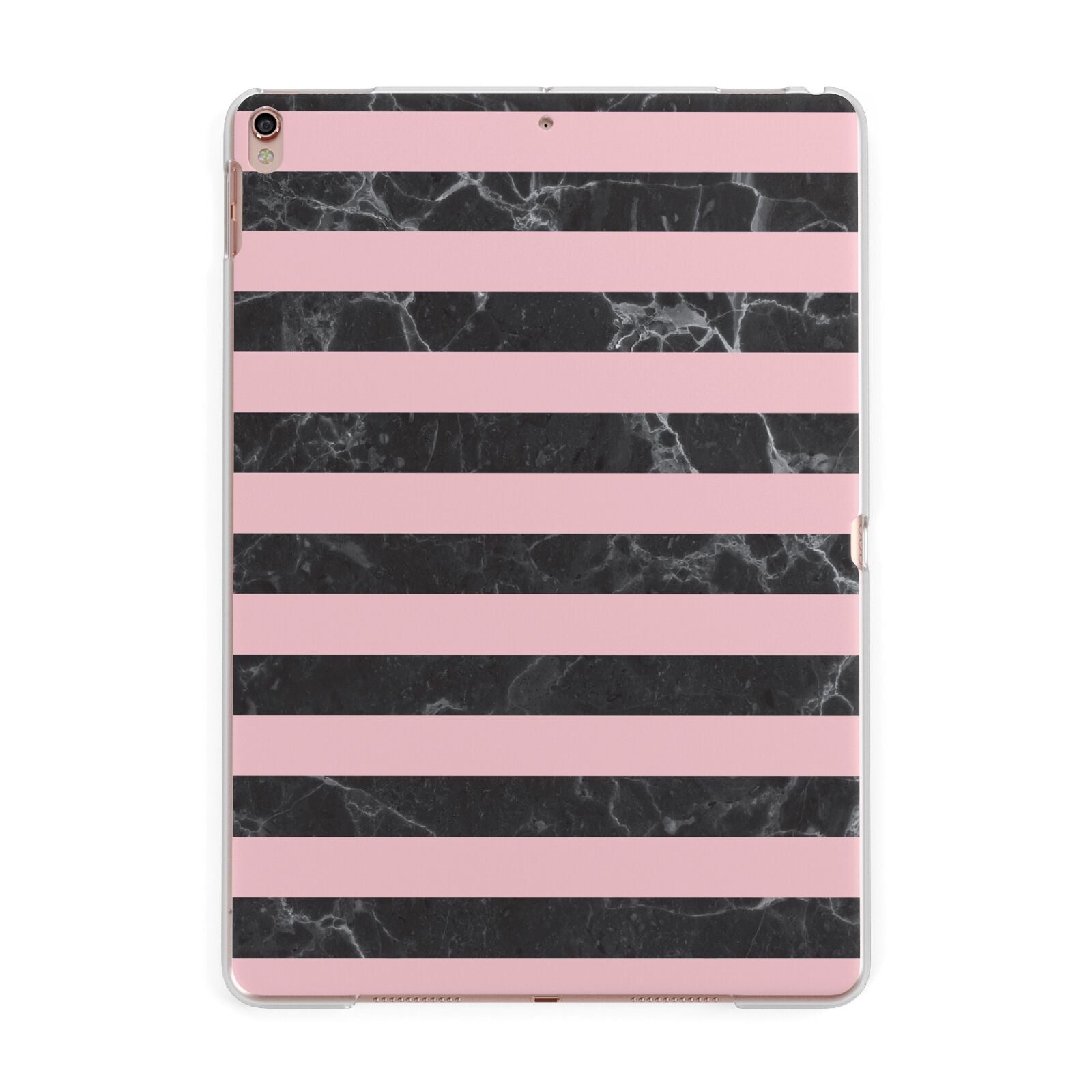 Marble Black Pink Striped Apple iPad Rose Gold Case
