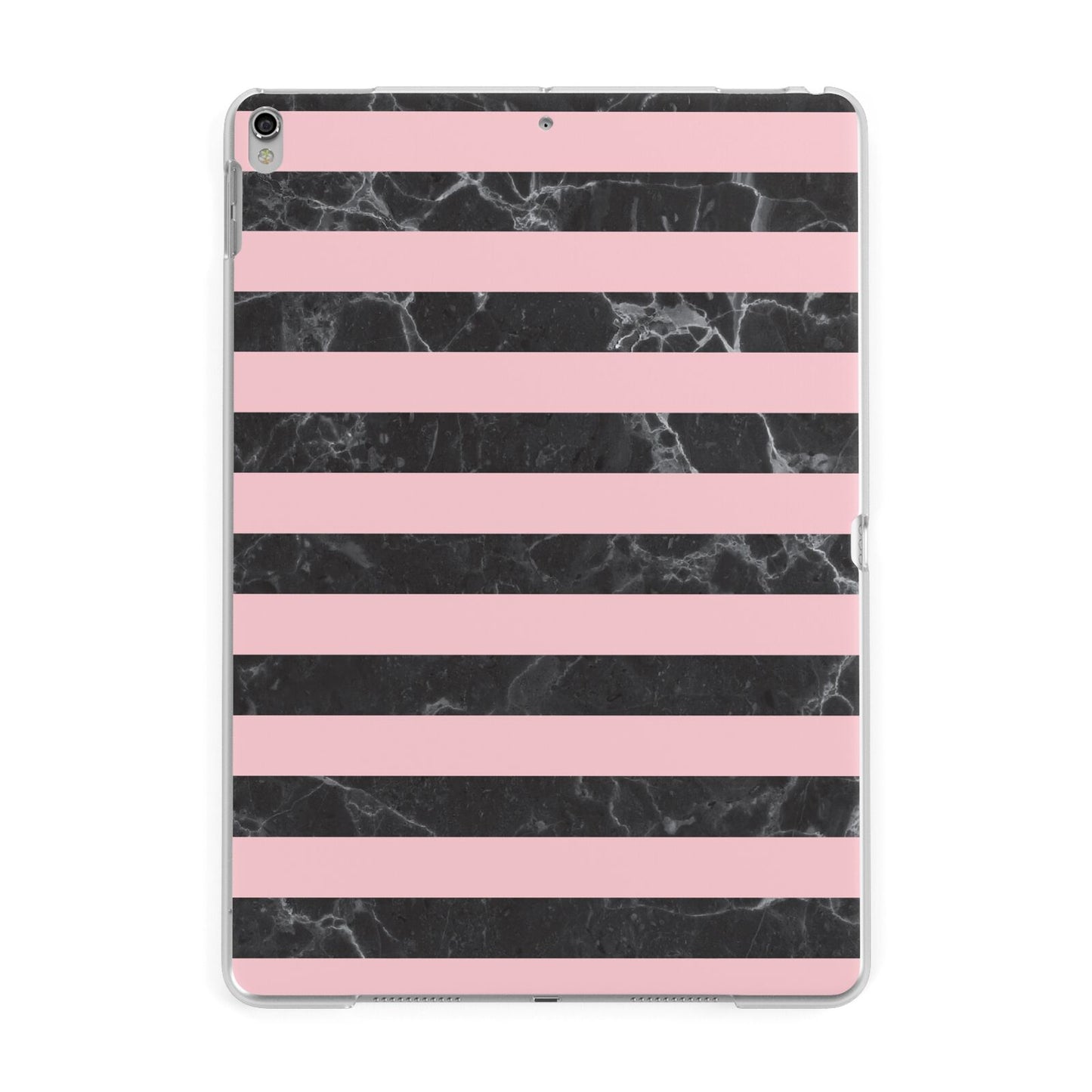 Marble Black Pink Striped Apple iPad Silver Case