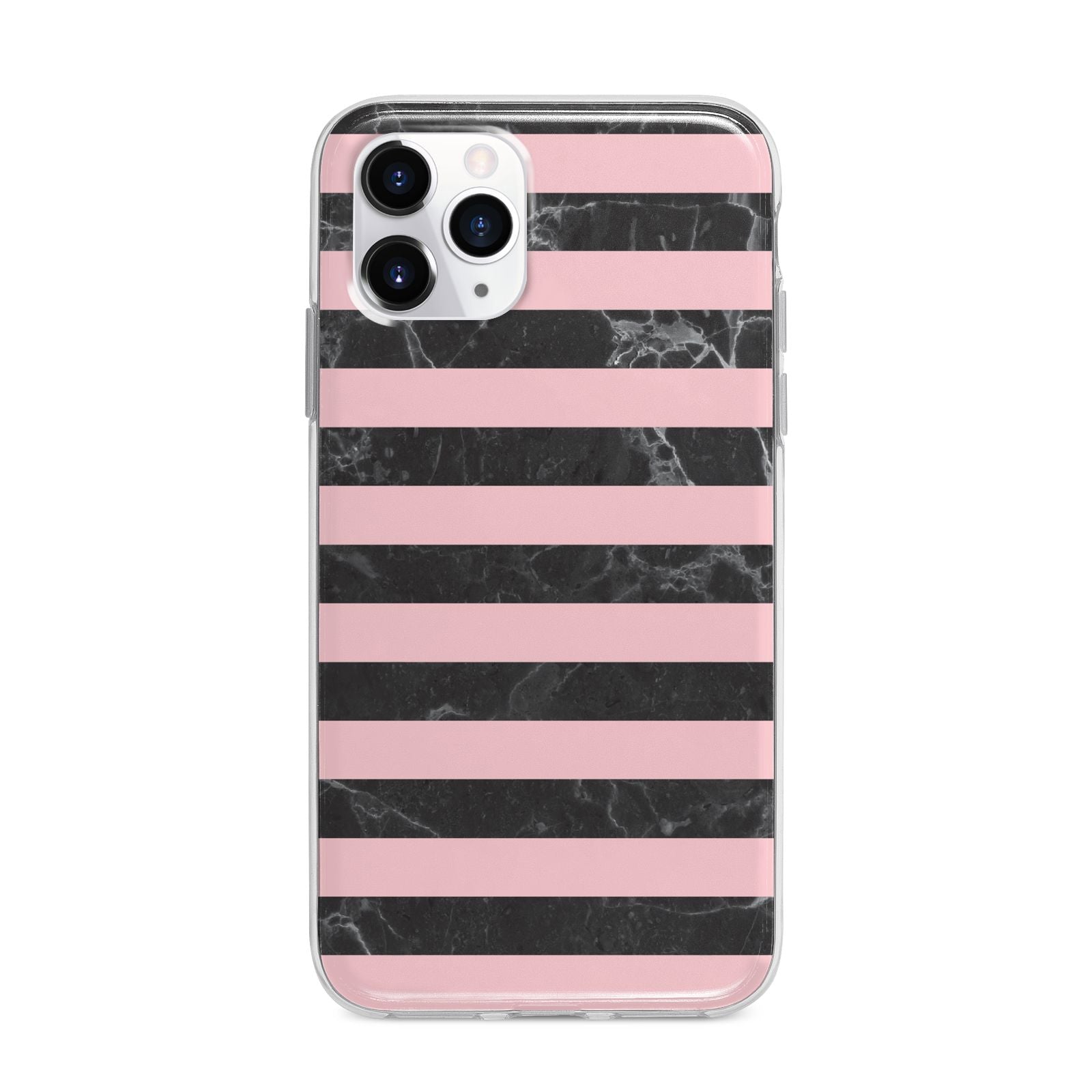 Marble Black Pink Striped Apple iPhone 11 Pro Max in Silver with Bumper Case