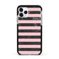 Marble Black Pink Striped Apple iPhone 11 Pro in Silver with Black Impact Case