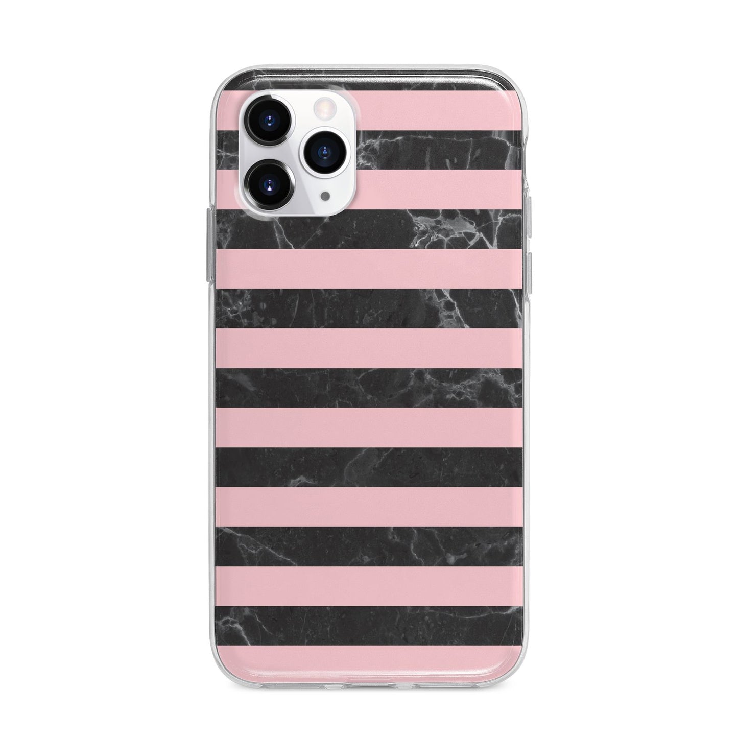 Marble Black Pink Striped Apple iPhone 11 Pro in Silver with Bumper Case