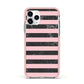 Marble Black Pink Striped Apple iPhone 11 Pro in Silver with Pink Impact Case