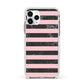 Marble Black Pink Striped Apple iPhone 11 Pro in Silver with White Impact Case