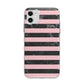 Marble Black Pink Striped Apple iPhone 11 in White with Bumper Case