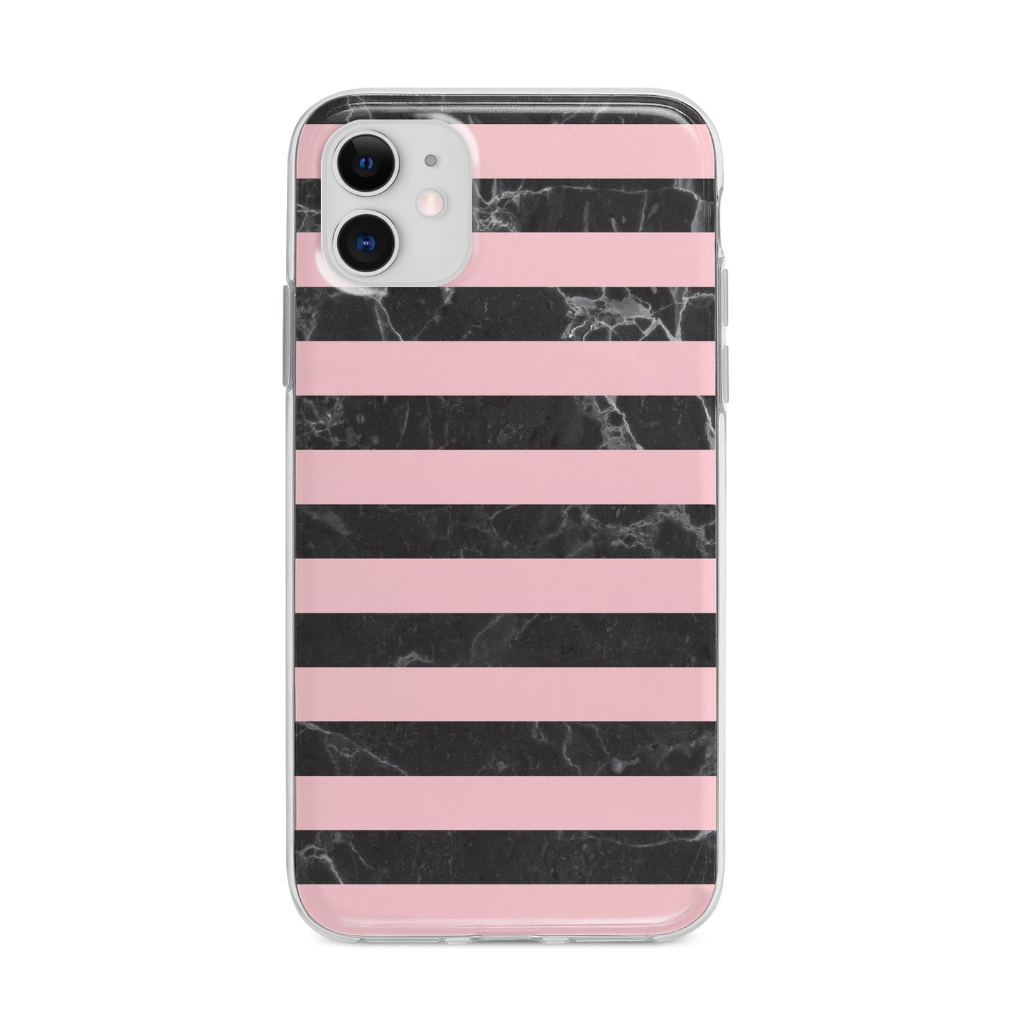 Marble Black Pink Striped Apple iPhone 11 in White with Bumper Case