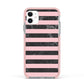 Marble Black Pink Striped Apple iPhone 11 in White with Pink Impact Case
