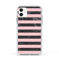Marble Black Pink Striped Apple iPhone 11 in White with White Impact Case