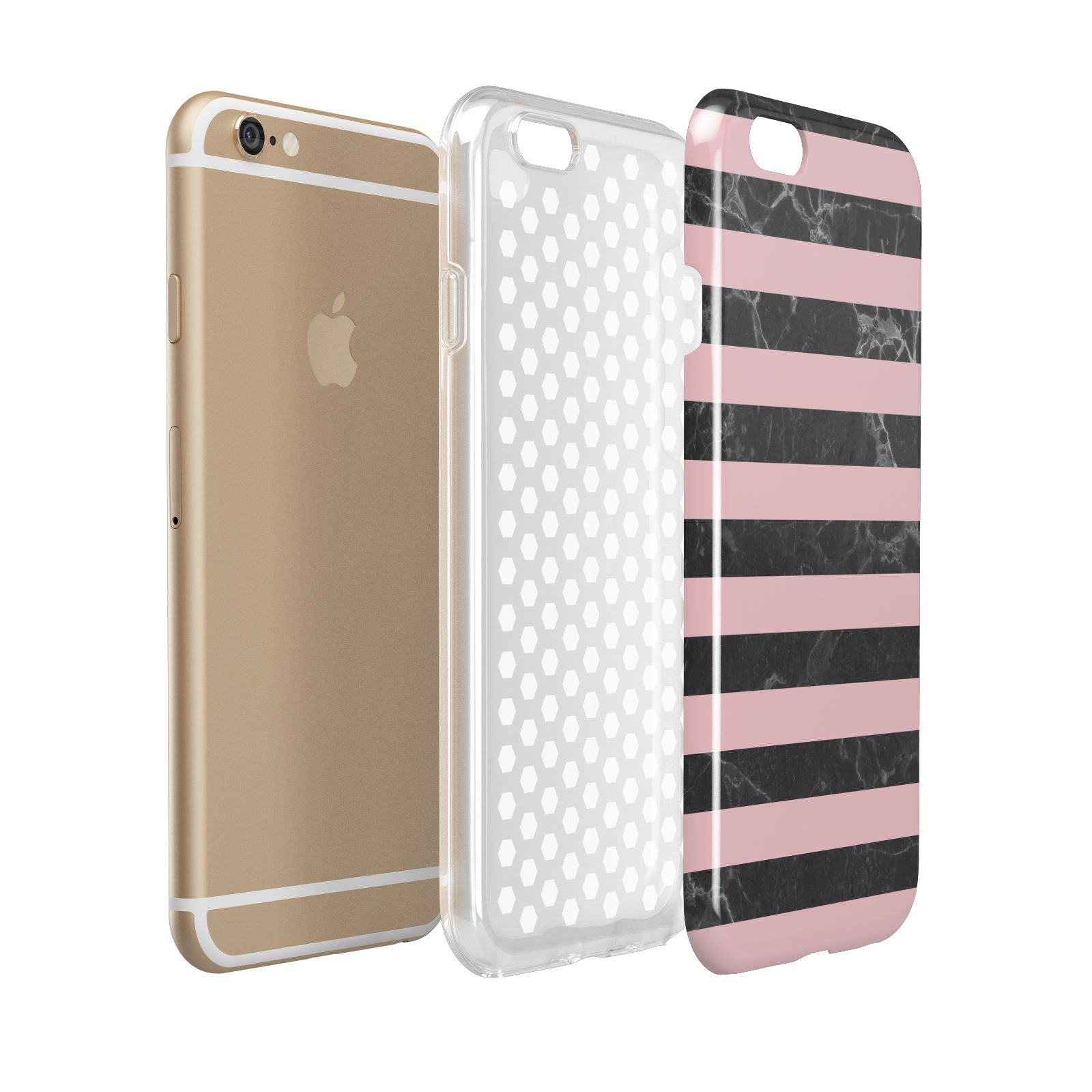 Marble Black Pink Striped Apple iPhone 6 3D Tough Case Expanded view
