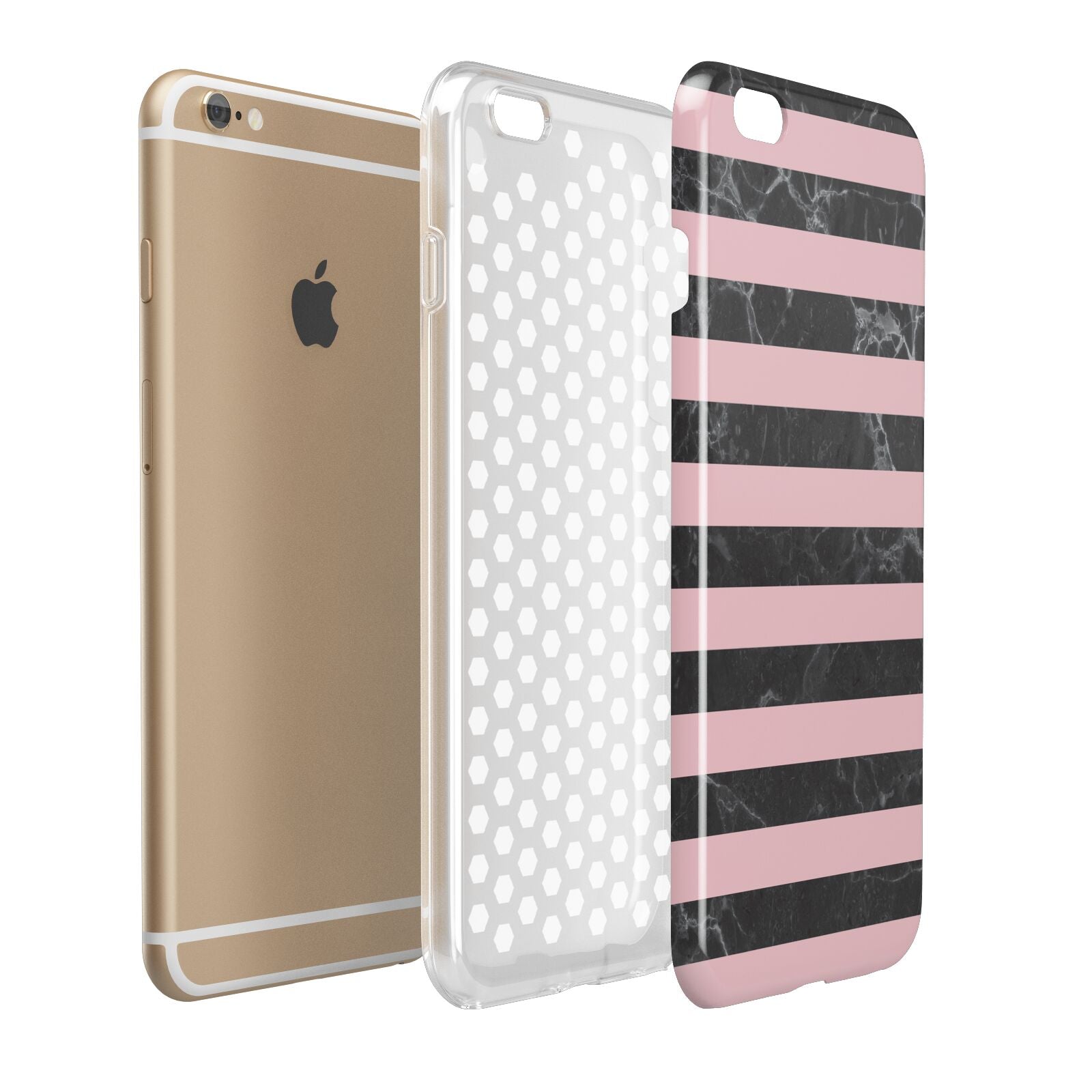Marble Black Pink Striped Apple iPhone 6 Plus 3D Tough Case Expand Detail Image