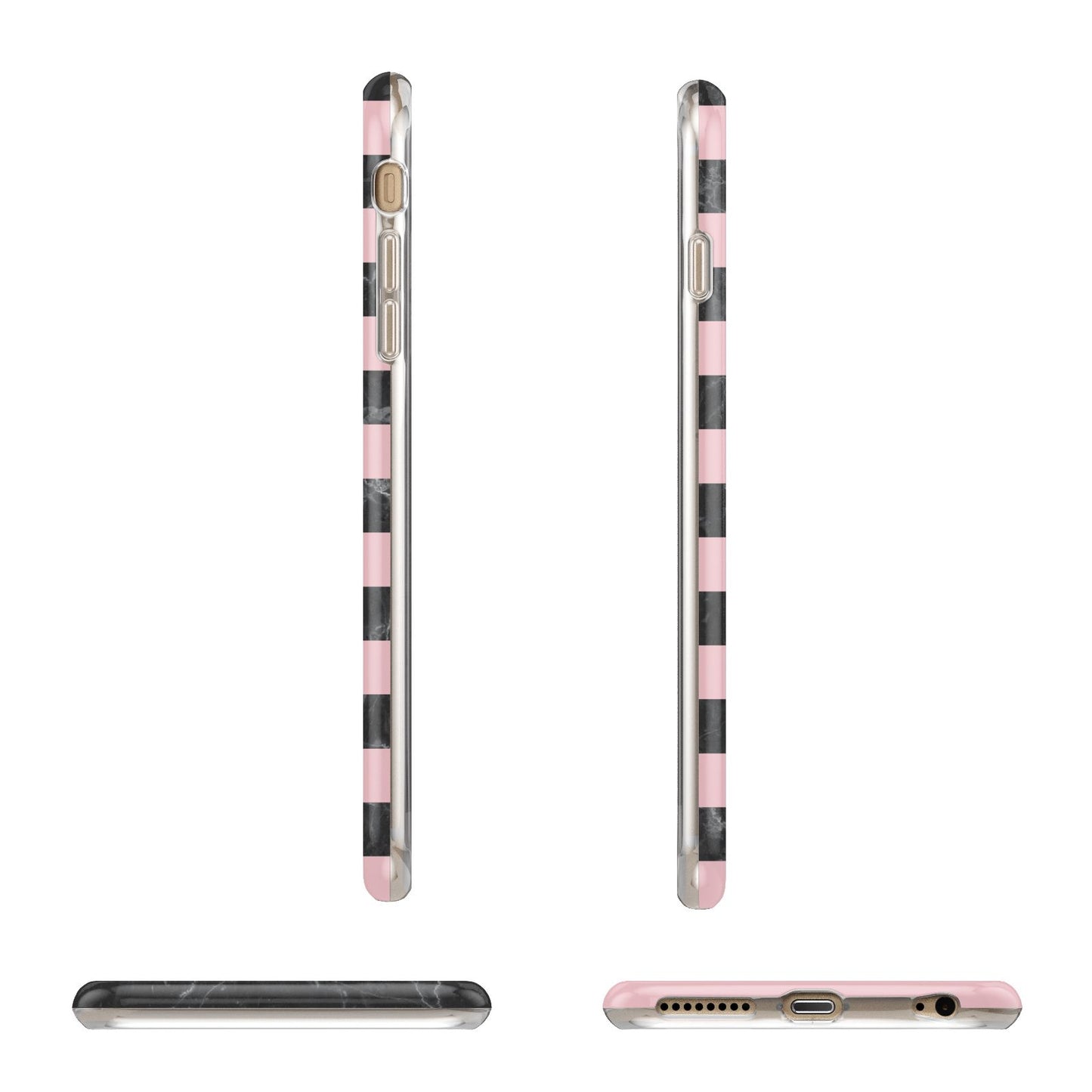 Marble Black Pink Striped Apple iPhone 6 Plus 3D Wrap Tough Case Alternative Image Angles
