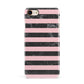 Marble Black Pink Striped Apple iPhone 7 8 3D Snap Case
