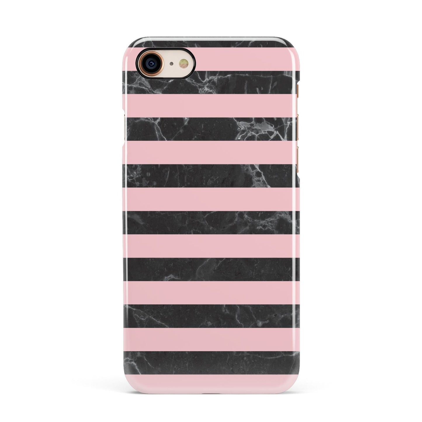 Marble Black Pink Striped Apple iPhone 7 8 3D Snap Case