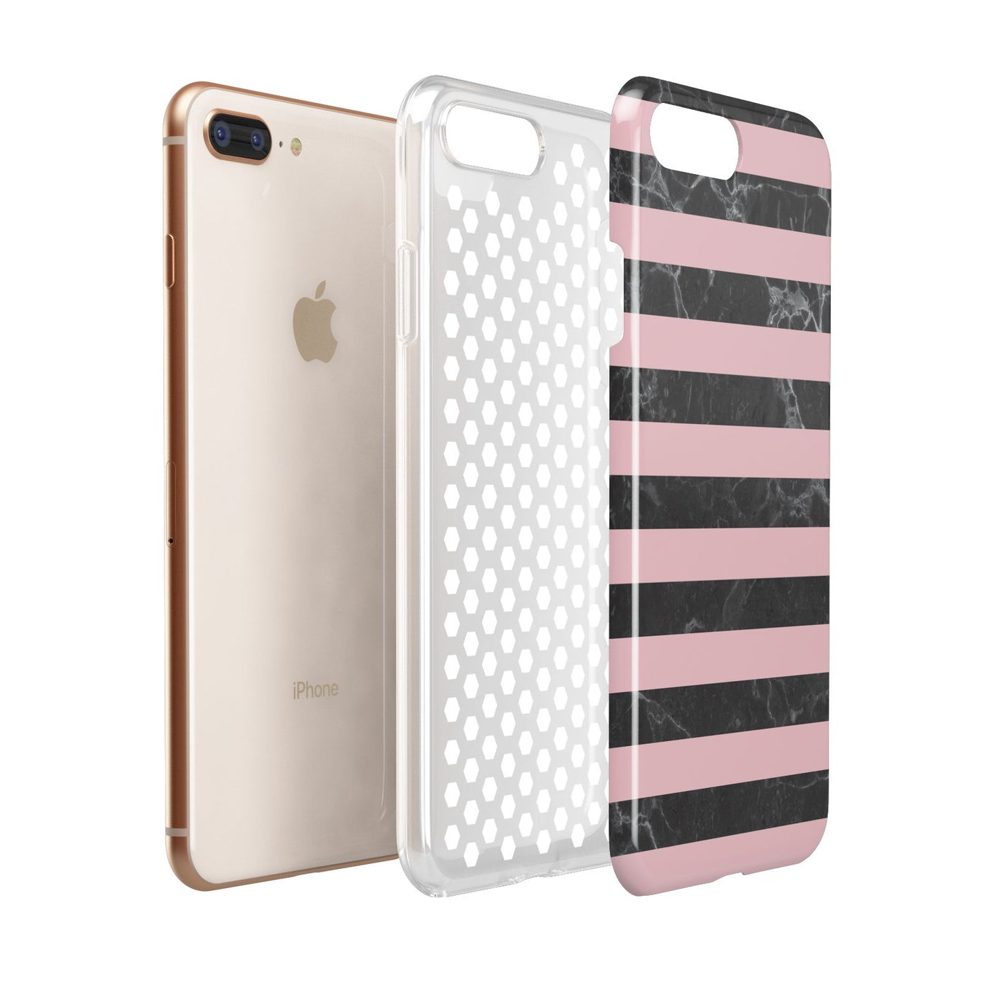 Marble Black Pink Striped Apple iPhone 7 8 Plus 3D Tough Case Expanded View