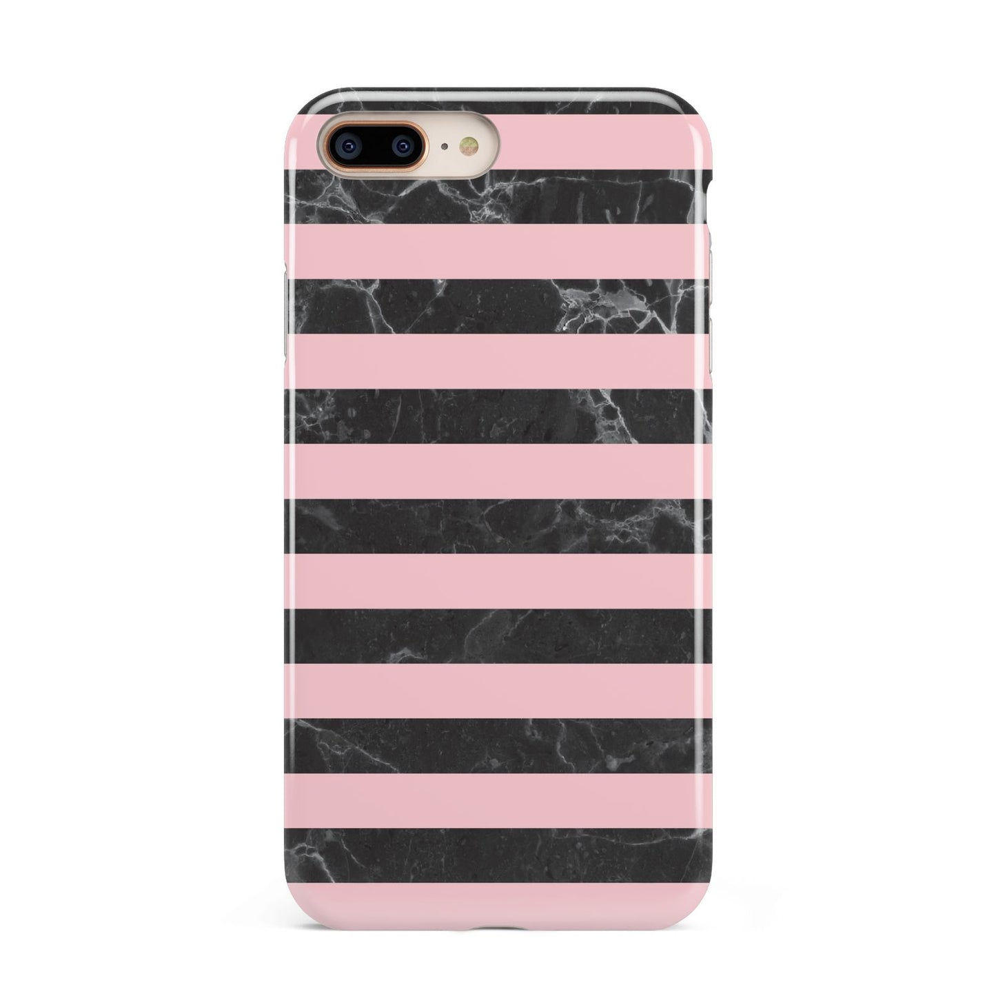 Marble Black Pink Striped Apple iPhone 7 8 Plus 3D Tough Case
