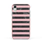 Marble Black Pink Striped Apple iPhone XR Impact Case Pink Edge on Silver Phone