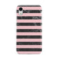 Marble Black Pink Striped Apple iPhone XR White 3D Tough Case