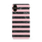 Marble Black Pink Striped Apple iPhone XS 3D Snap Case