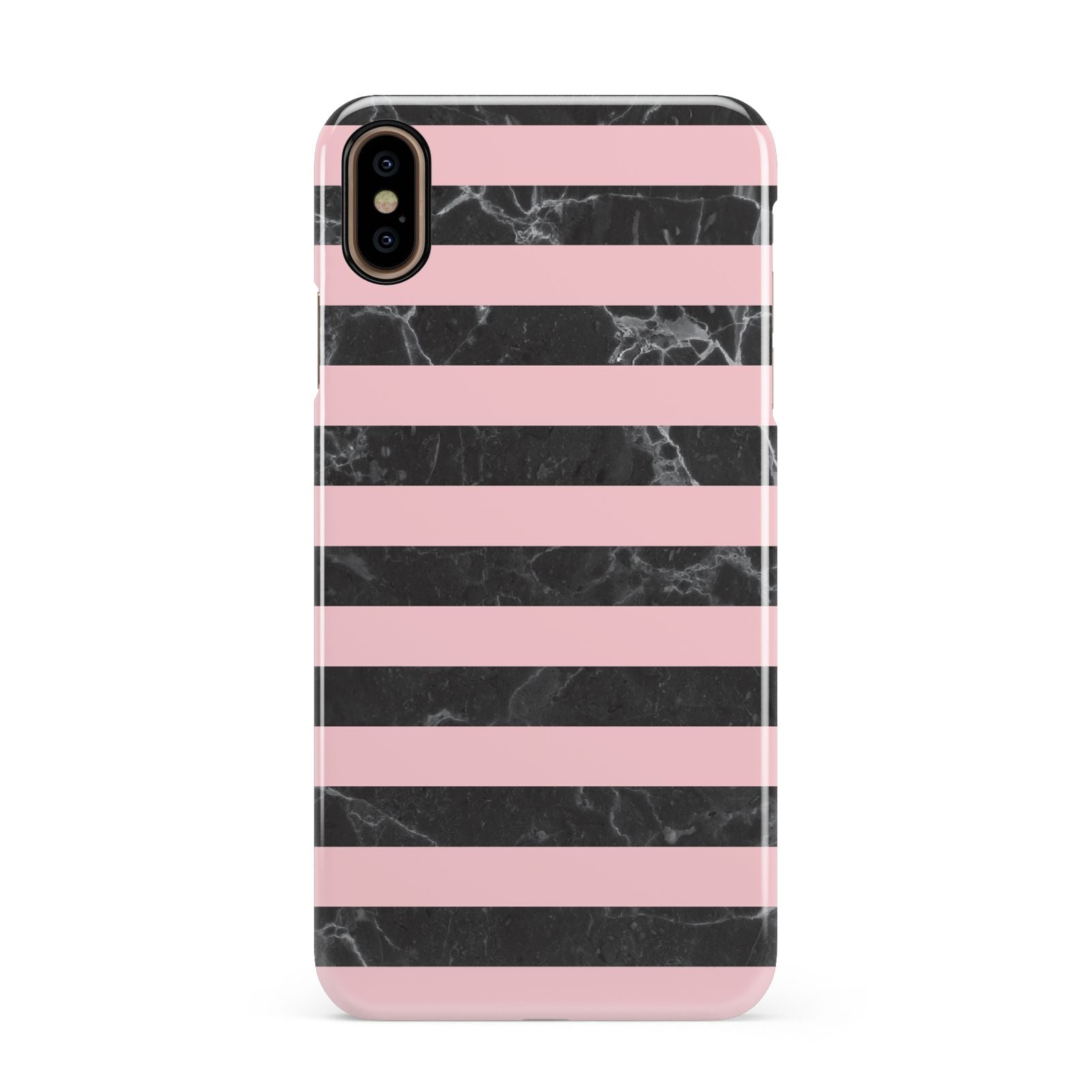 Marble Black Pink Striped Apple iPhone Xs Max 3D Snap Case