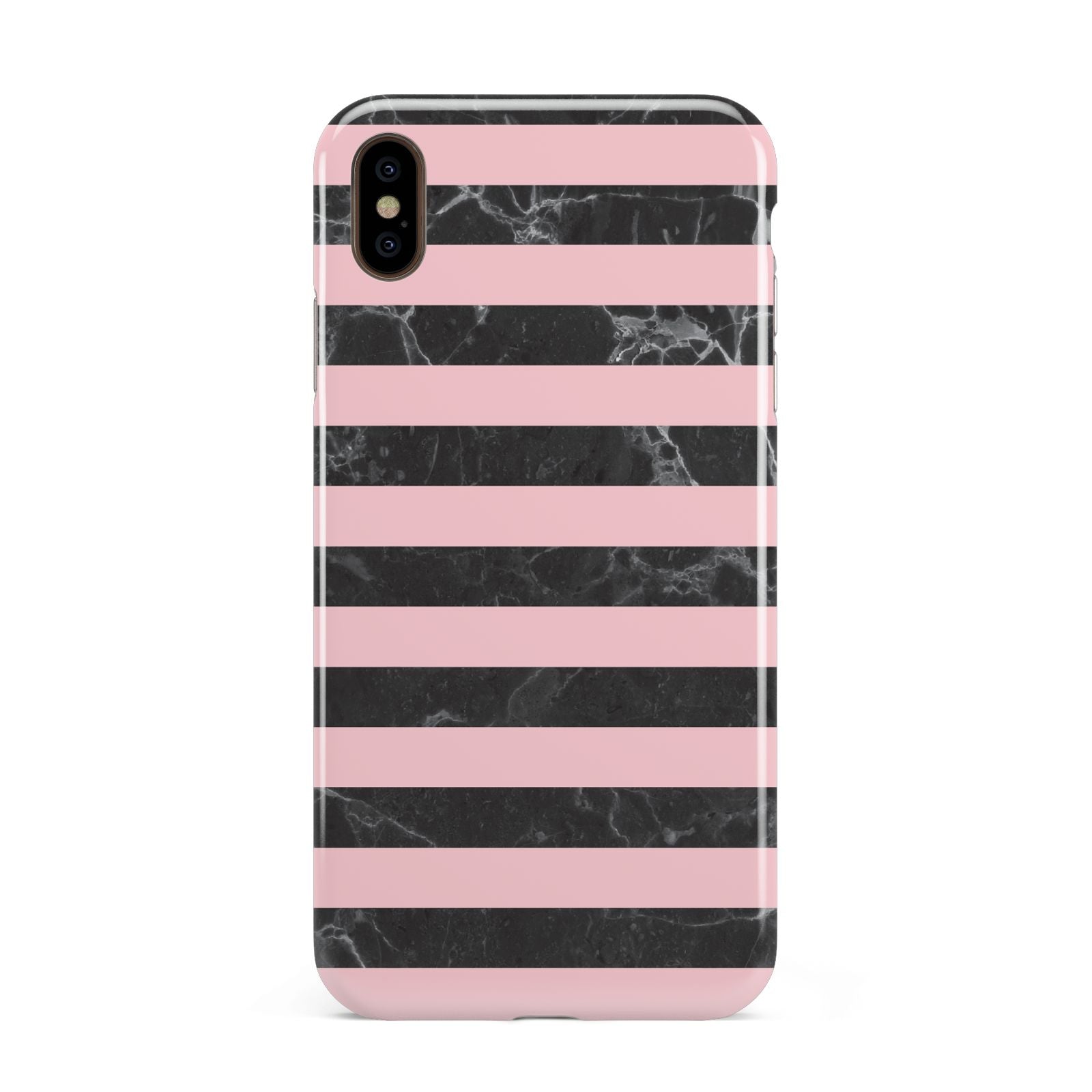 Marble Black Pink Striped Apple iPhone Xs Max 3D Tough Case