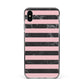 Marble Black Pink Striped Apple iPhone Xs Max Impact Case Black Edge on Silver Phone
