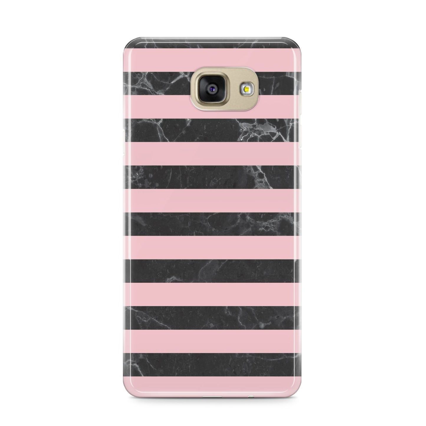 Marble Black Pink Striped Samsung Galaxy A9 2016 Case on gold phone