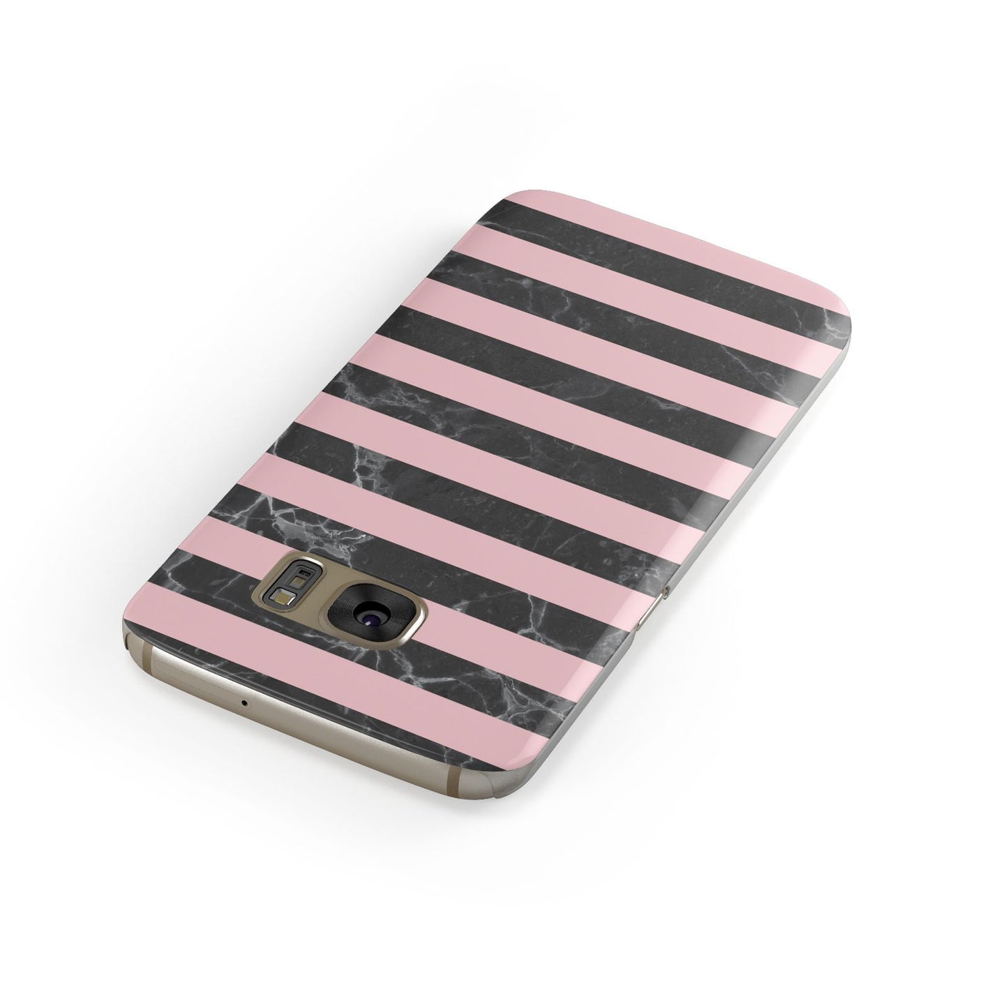 Marble Black Pink Striped Samsung Galaxy Case Front Close Up