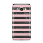 Marble Black Pink Striped Samsung Galaxy J7 2016 Case on gold phone
