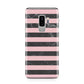 Marble Black Pink Striped Samsung Galaxy S9 Plus Case on Silver phone