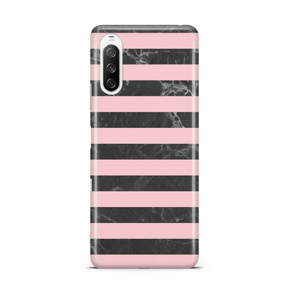 Marble Black Pink Striped Sony Xperia 10 III Case