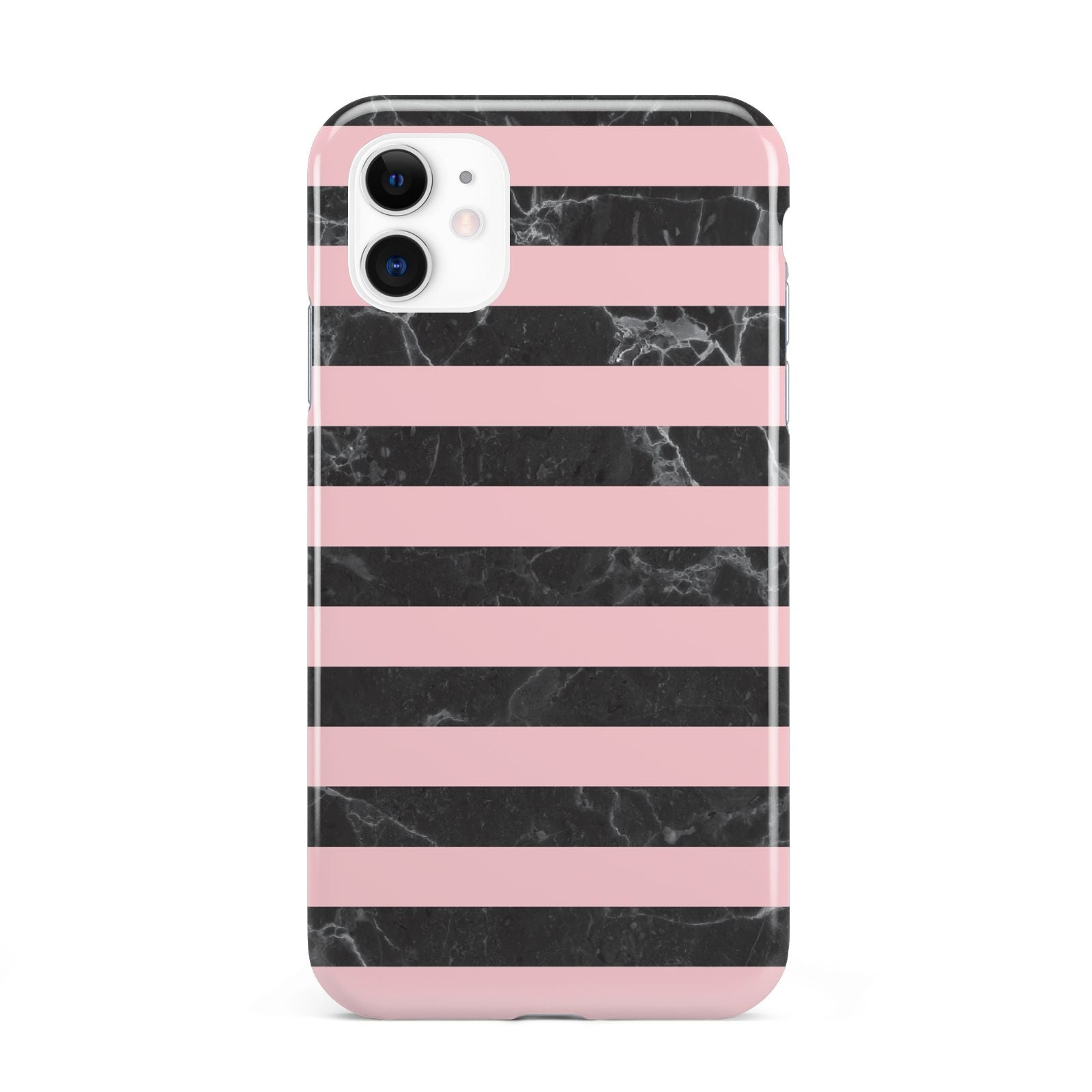 Marble Black Pink Striped iPhone 11 3D Tough Case