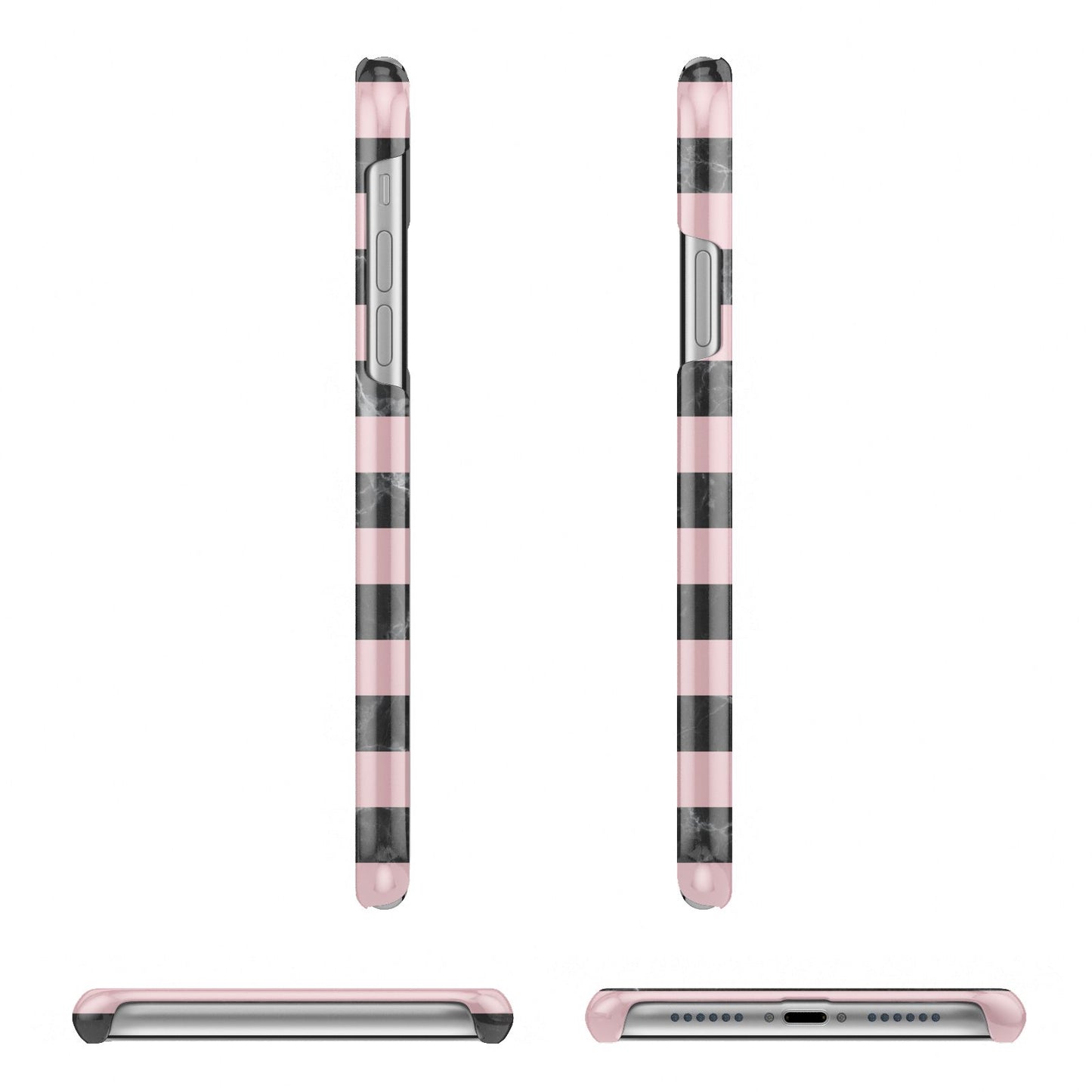 Marble Black Pink Striped iPhone 11 Pro 3D Snap Case Angle Images