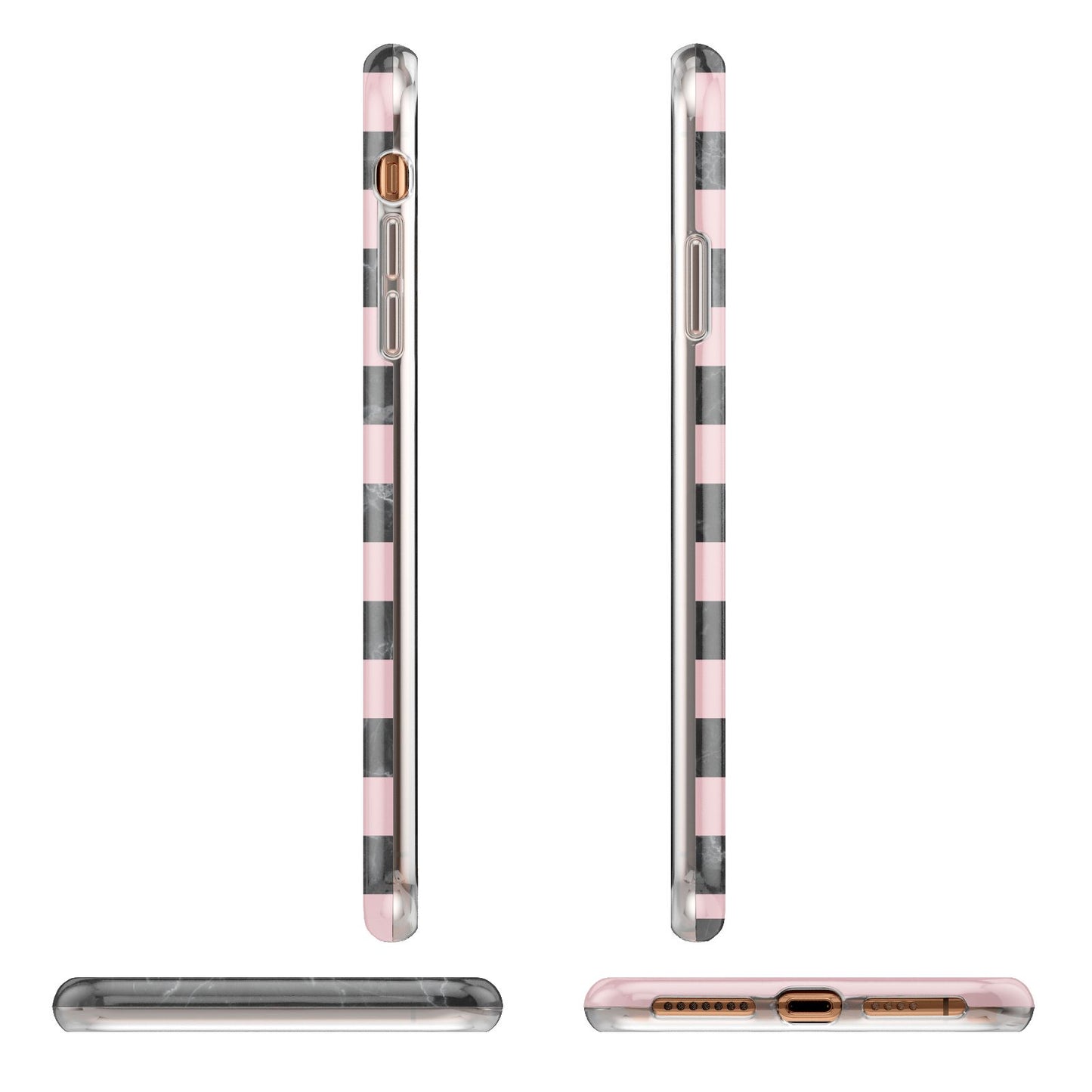 Marble Black Pink Striped iPhone 11 Pro Max 3D Tough Case Angle Images
