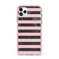 Marble Black Pink Striped iPhone 11 Pro Max Impact Pink Edge Case
